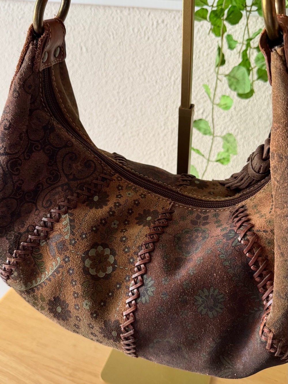 Fossil Vintage Brown Suede Tassel Hobo Shoulder Bag - Picture 4 of 14